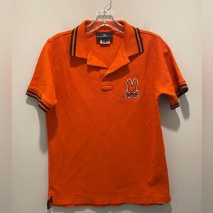 Psycho Bunny Classic Polo Shirt Orange Big Boy Size 18/20 EUC Pima Cotton Logo